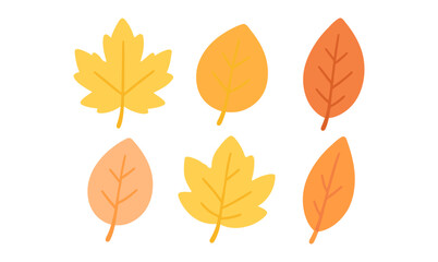 Colorful autumn leaves in flat style on white background