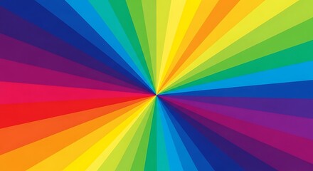 Radial Rainbow Spectrum Burst from Center on White Background image photo