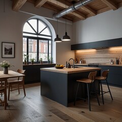 Sleek Nordic Loft Apartment Kitchen with Modern Touches