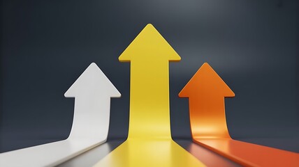 Three colorful arrows pointing upwards symbolizing growth and progress