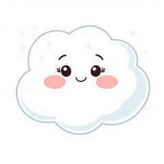 Cute cartoon cloud with rosy blushing cheeks