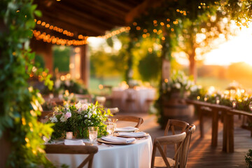 Rustic Barn Wedding Venue Sunset Reception Decor