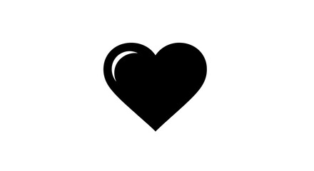 Bold black heart icon with glossy highlight symbol of love and passion