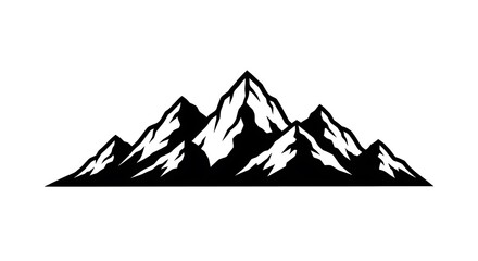Bold black mountain range silhouette symbolizing adventure, achievement, and natural beauty.