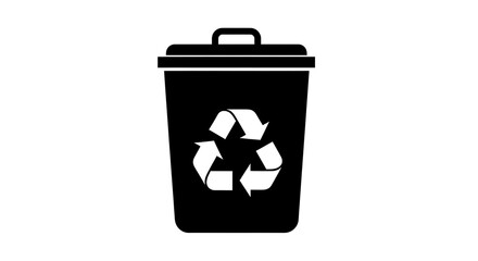 Modern recycling bin icon signifies eco friendly waste management and sustainability efforts