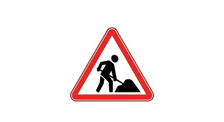 Cautionary road sign warns of ongoing construction work ahead for safety