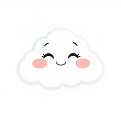Cute cartoon cloud with rosy blushing cheeks