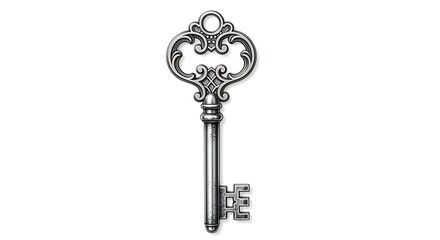 Unlock opportunities with this ornate antique silver key, symbolizing access and solutions.