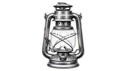 Classic kerosene lantern glows with warm light, perfect for vintage decor and outdoor adventures