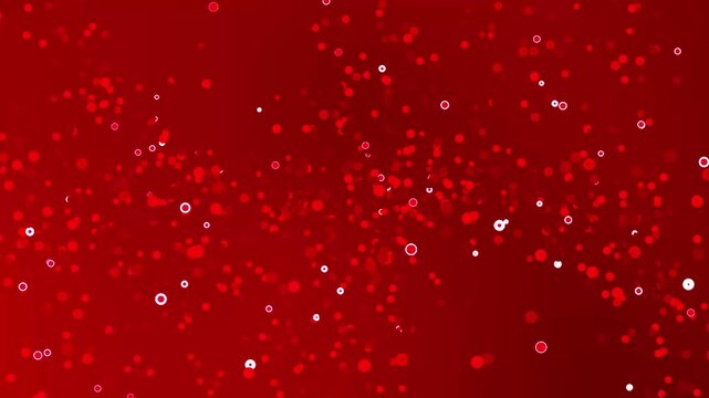 Red background with blurry white dots and shapes, perfect for backgrounds or digital design projects, conveying excitement and energy.