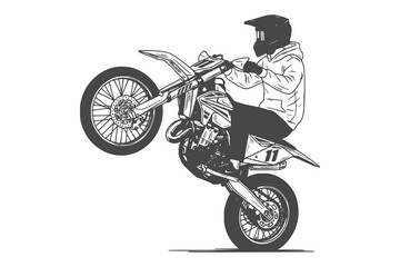 Vector Illustration of Cafe Racer Motorcycles in Side View with Detailed Vintage Illustration