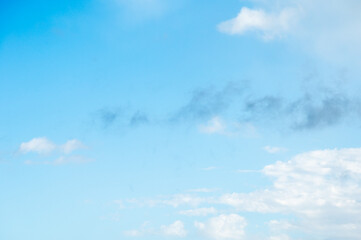Blue sky with fading away rain clouds in Jette, Brussels Capital Region, Belgium
