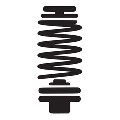 A black and white image of a spring with a base on a white background in a vertical orientation