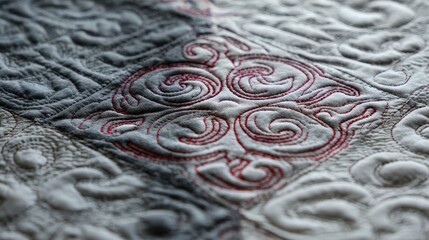 Obraz premium Close-Up Symmetrical Fabric View: Raised Quilted Pattern for Depth and Cozy Feel