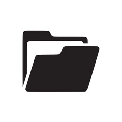 Illustration of two dark blue folders one slightly behind the other on a white background space