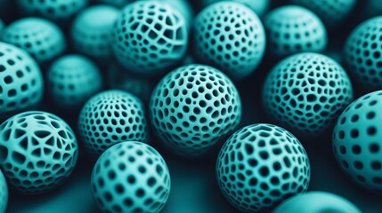 Abstract teal orbs with cellular pattern and interconnected design background wallpaper