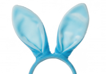 Fuzzy blue bunny ears headband isolated on a transparent background