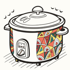 Colorful electric rice cooker with geometric pattern 1