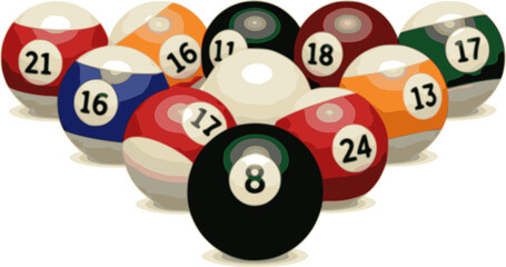 vector collection of billiard pool balls with numbers
