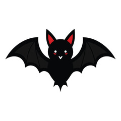 Vector art of cute black bat with red ears a charming and spooky illustration, perfect for halloween designs and creative projects