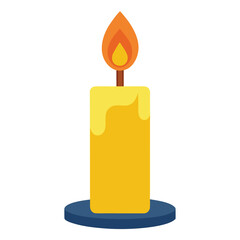 Illustration of a yellow candle with a flame, a source of light and warmth, often used in religious ceremonies and festive occasions