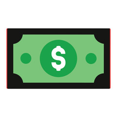 Vector art of stylized illustration of a green dollar bill with a dollar sign, , perfect for financial, economic, or business related designs and projects