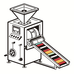 Industrial packaging machine with colorful conveyor belt 1