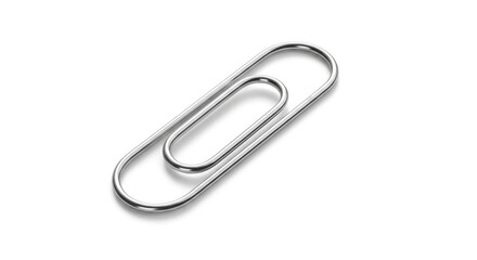 Shiny metal paper clip isolated on white background, a simple office supply used to hold papers together, often found in schools and workplaces