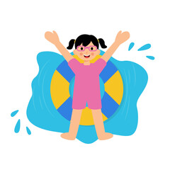 Kids Girl Standing with Float