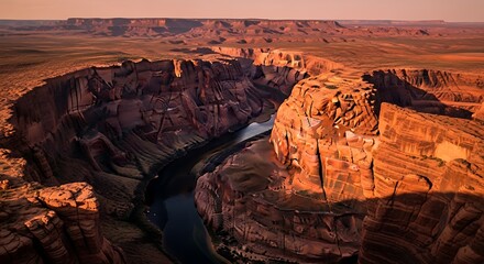 Horseshoe Bend Grand Canyon Arizona Sunset Aerial View