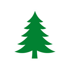 Obraz premium Green christmas tree icon simple design symbol festive holiday evergreen nature symbol isolated on white background