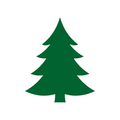 Fototapeta premium Festive green christmas tree silhouette ideal for holiday decorations and seasonal designs isolated on white background