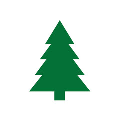 Obraz premium Simple green christmas tree icon silhouette for holiday winter season celebration and decoration design isolated on white background