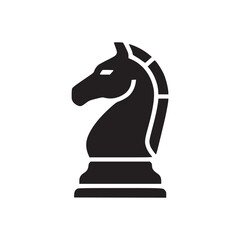 A stylized dark blue chess knight piece stands out against a stark white background in a simple image