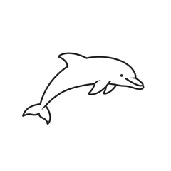 Obraz premium Playful dolphin leaping through the ocean waves a simple line drawing for marine life fun isolated on white background