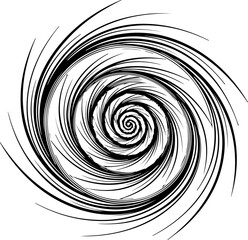 Abstract Black and White Swirl Pattern with Dynamic Circular Motion.