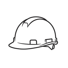 Outline of a protective hard hat for safety and construction industry professionals isolated on white background