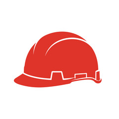 Fototapeta premium Red hard hat safety helmet icon for construction industrial work protection equipment isolated on white background