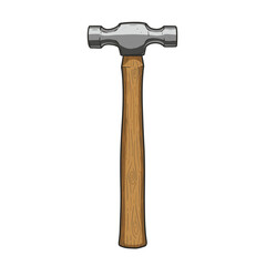 Ball peen hammer with wooden handle isolated on for construction and diy projects isolated on white background