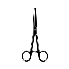 Precise surgical hemostat forceps tool with textured metallic finish symbolizing medical procedure and instrument isolated on white background