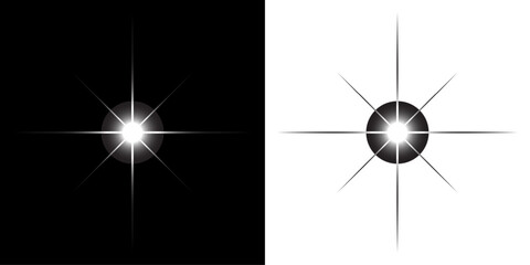 Black and White Light Flare – Shiny Star Glow Lens Effect Element