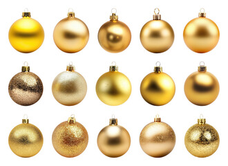 PNG Golden Christmas ornament collection, element set on transparent background