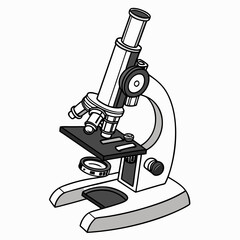 White and gray vector microscope with black accents