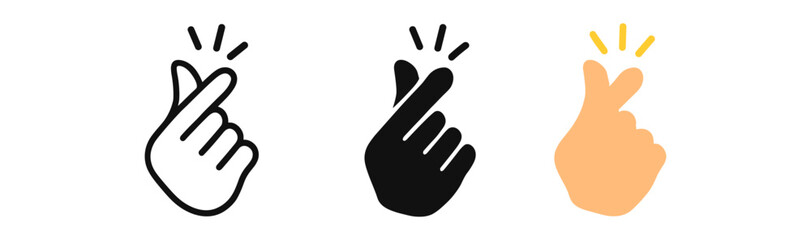 Obraz premium Minimalist hand gestures with finger heart symbols in different styles