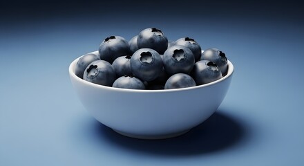 A bowl of fresh blueberries on a blue surface, ready to be enjoyed