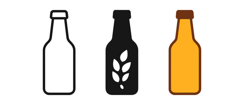 Minimalist beer bottle design in monochrome and color variations - Powered by Adobe