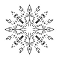 Circular floral motif with radiating elements, isolated on white background