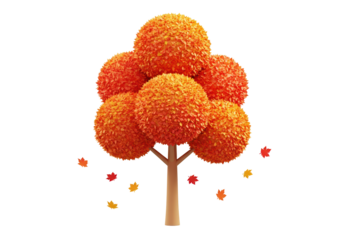 Autumn tree with orange leaves isolated PNG, fall season foliage and nature design element