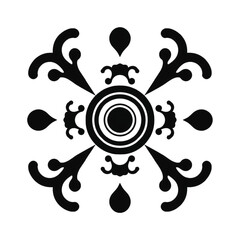 Black abstract circular floral ornament on white vector