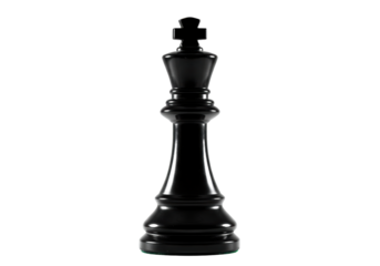 Black king chess piece isolated on transparent background, strategy game element for design use
